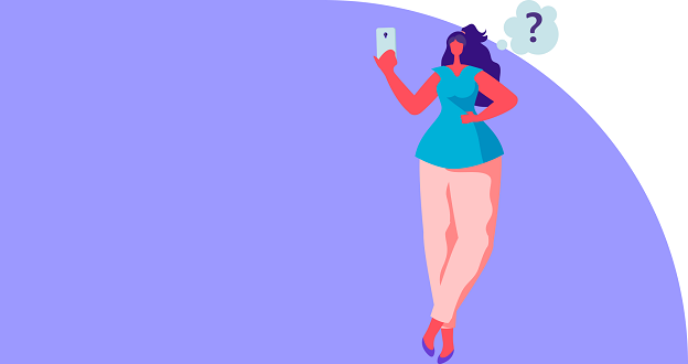 Illustration of a woman looking at her phone