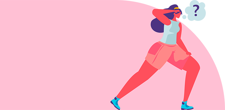 Cartoon woman looking for the answer to a question