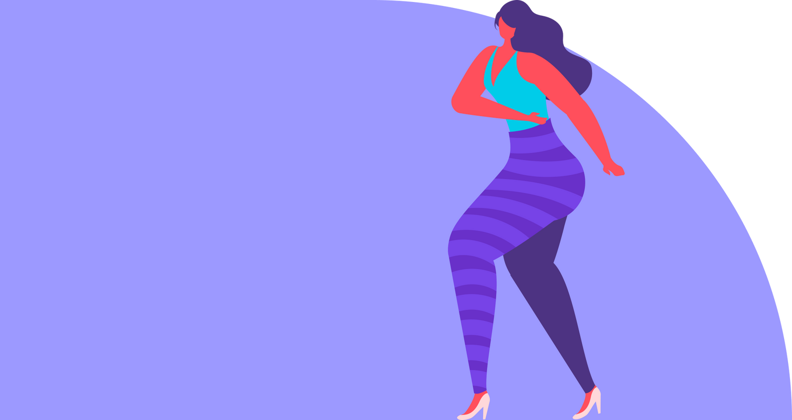 A happy cartoon woman